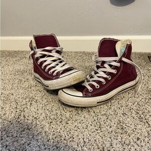 Burgundy High Top Converse